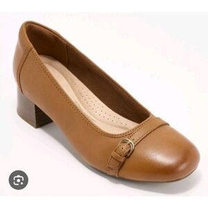Clarks Tan Leather Marilyn Nora Ultimate Comfort Arch Support Pumps Size 7M